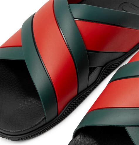 gucci stripe rubber slide sandal womens|Gucci rubber sandals sale.